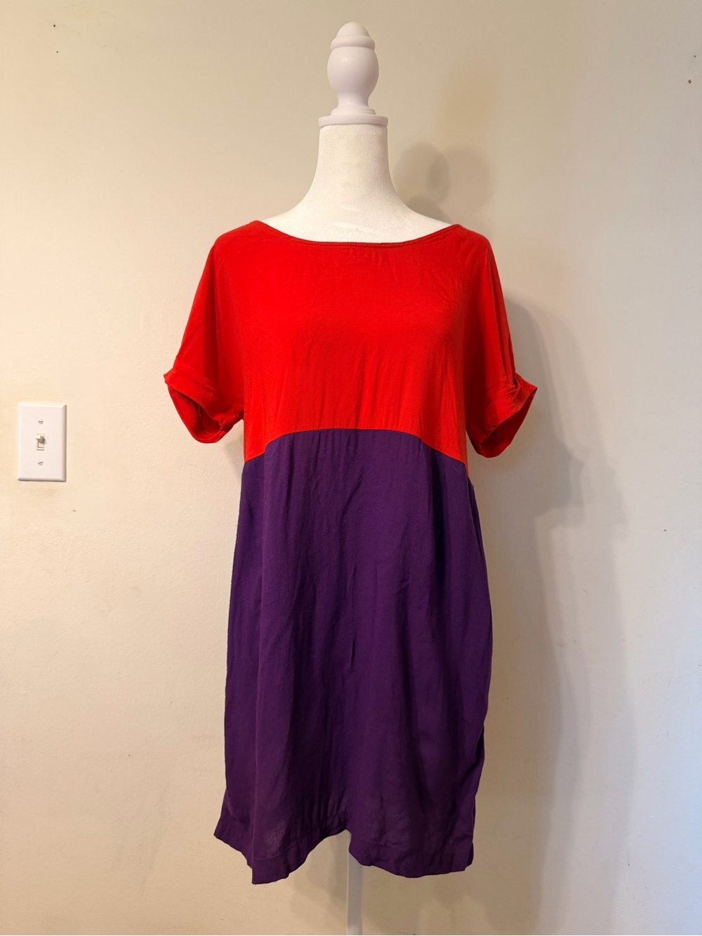 Sparkle & Fade Colorblock Red and Purple Shift Dress